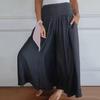 Брюки эластичные с высокой талией, свободные, широкие брюки с карманами, однотонные, свободные