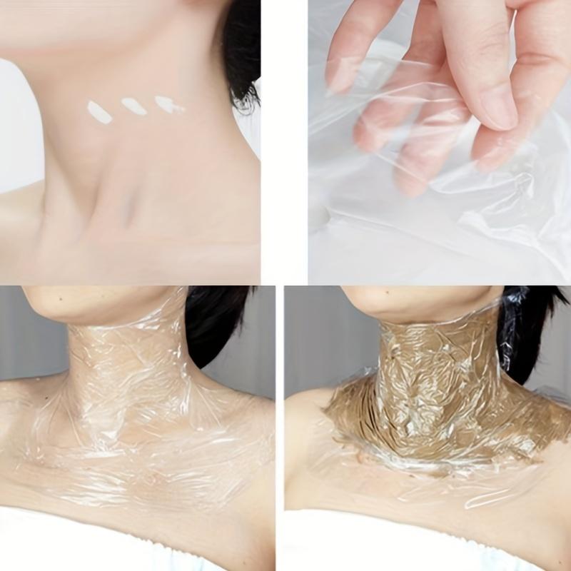 100 шт. Пленка для маски на шею Одноразовый уход за шеей DIY Спа - Уменьшение морщин на шее Пластиковая пленка для удержания влаги Увлажняющий инструмент