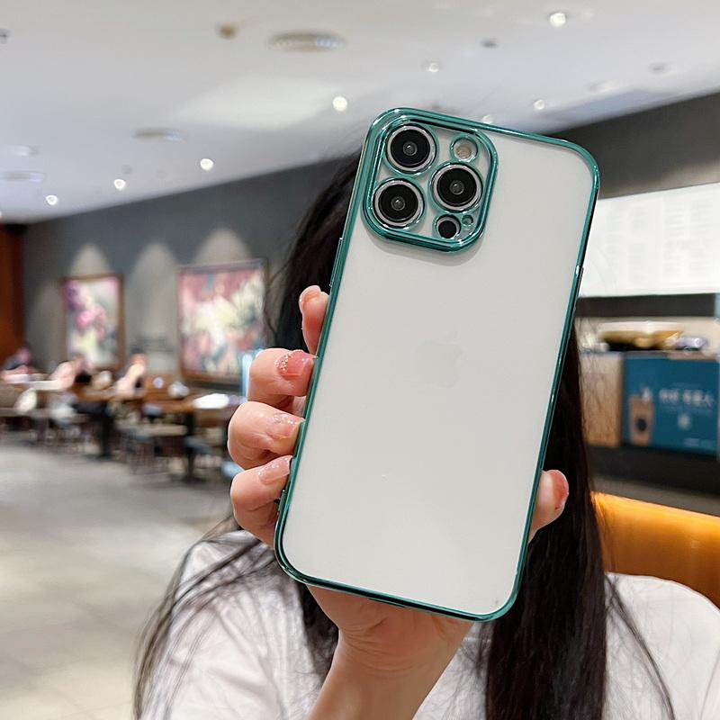 Классический ультратонкий мягкий чехол с квадратной рамкой для iPhone 15 14 Pro 13 12 11 Pro Max 7 Plus XS MAX, прозрачный прозрачный чехол