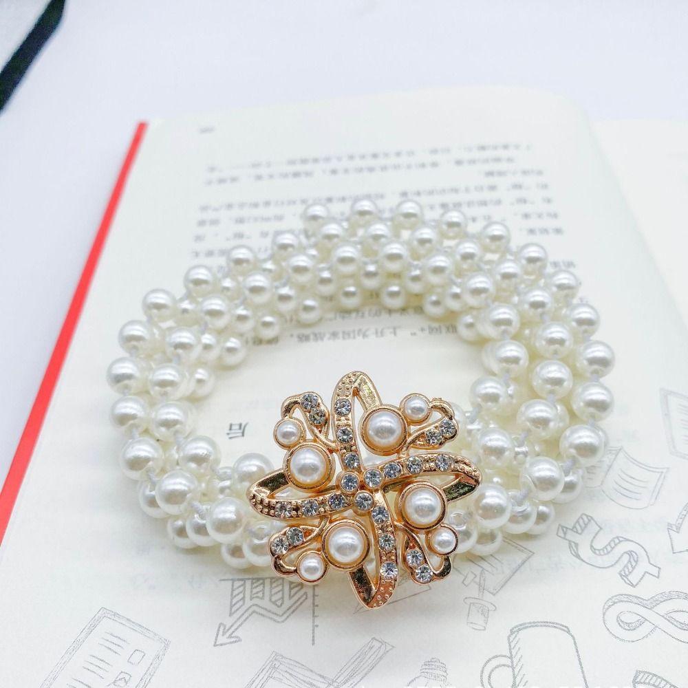 Элегантный жемчужный пояс на талию, эластичная цепочка на талию, ретро эластичный пояс для женщин