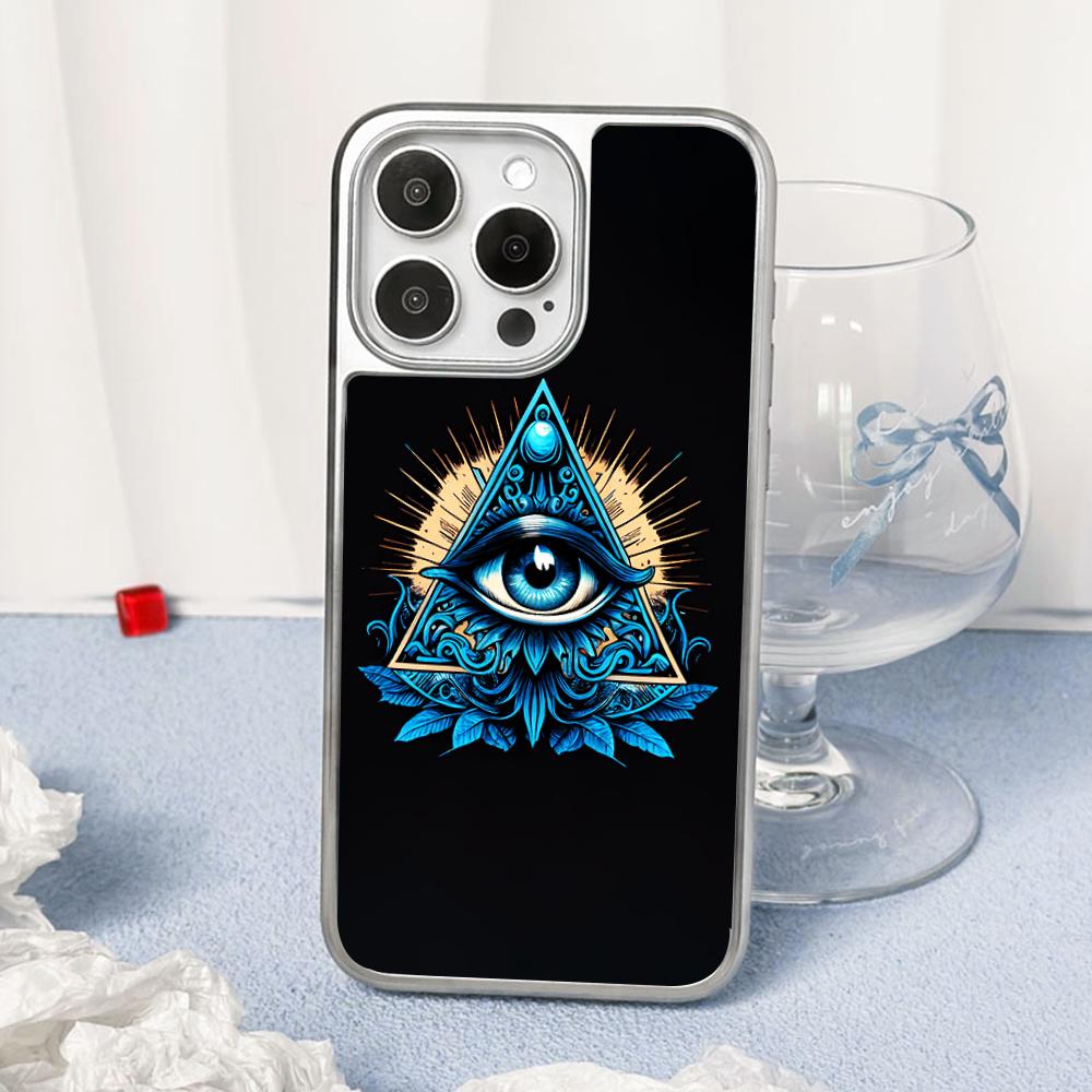 Eye of Horus cool pattern art design Phone Case for iPhone 16 15 14 13 12 11 Pro Max Sheepskin Silver-edged protective case