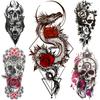 3D Skeleton Fake Temporary Tattoo For Women Men Death Skull Dragon Tattoos Geometric Rose Creative Waterproof Tatoos Chest Waist