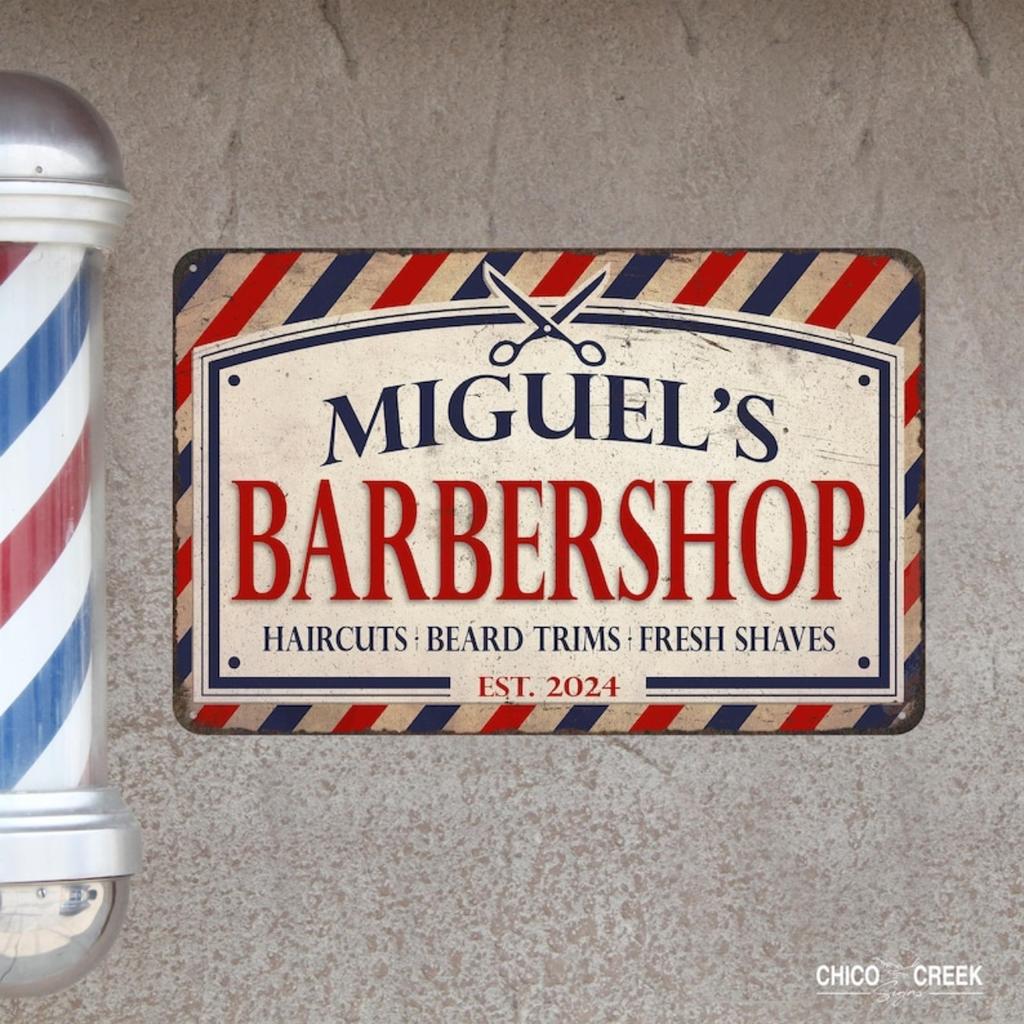 Personalized Barber Shop Metal Sign Wall Decor Custom Tin Plate Art