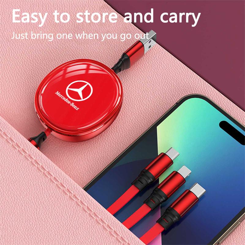 3-in-1 Micro Data Wire USB Type C Fast Charger Cable For Mercedes Benz AMG A B C E S Class GLC GLK GLE GL Interior Accessories QRSTV1