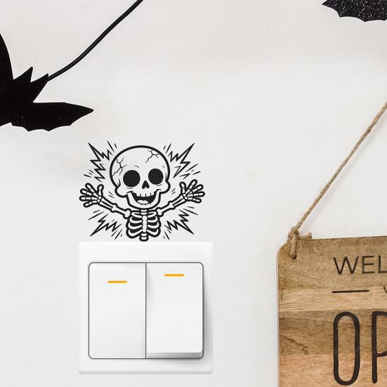 jijijing Halloween Skeleton Light Switch Sticker, Electric Decal, Removable Decals, PVC Waterproof Wall Art for Home Bedroom Living Room Entrance