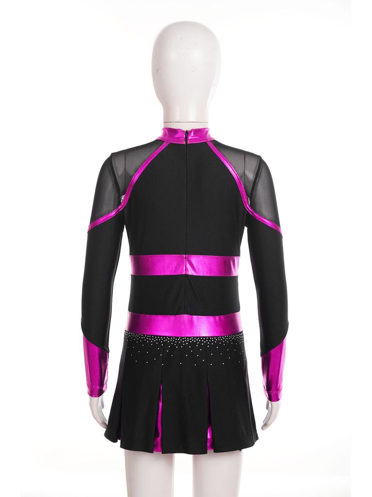 Girls Cheerleading Dance Outfit Halloween Fancy Dress Up Long Sleeve Dress Cheer Leader Uniform Masquerade Cosplay Outfits