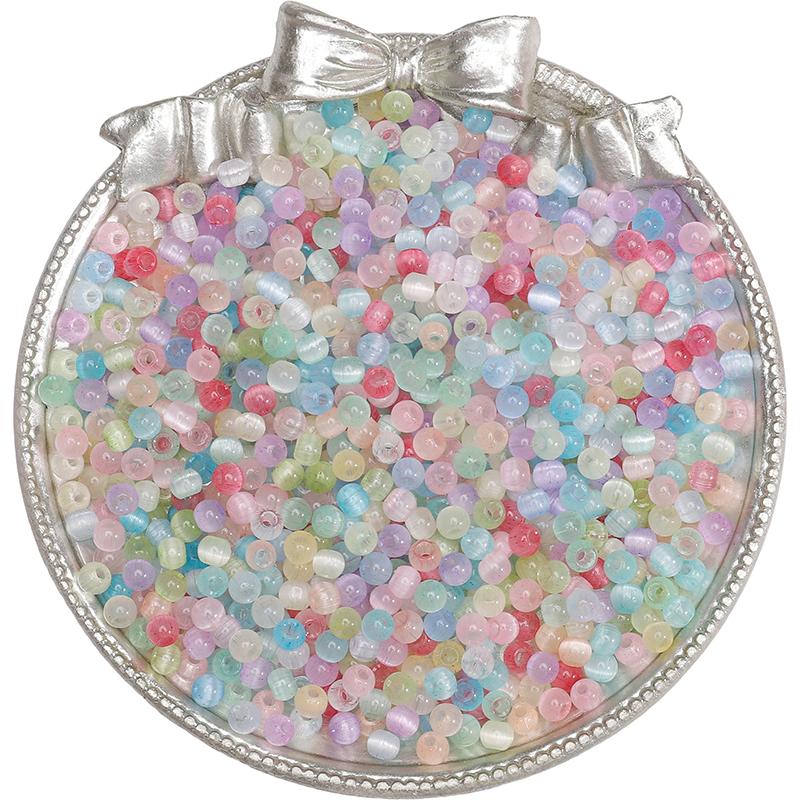 Стеклянные бусины-рис 4 мм с эффектом кошачьего глаза, разных цветов для изготовления украшений своими руками