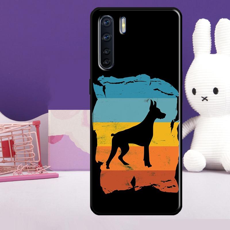 Мультяшный чехол с доберманом для Oppo A57 A77 A76 A16 A96 A17 A18 A60 A80 A40 A38 A58 A78 A98 A94 A74 A54 A15 A5 Pro
