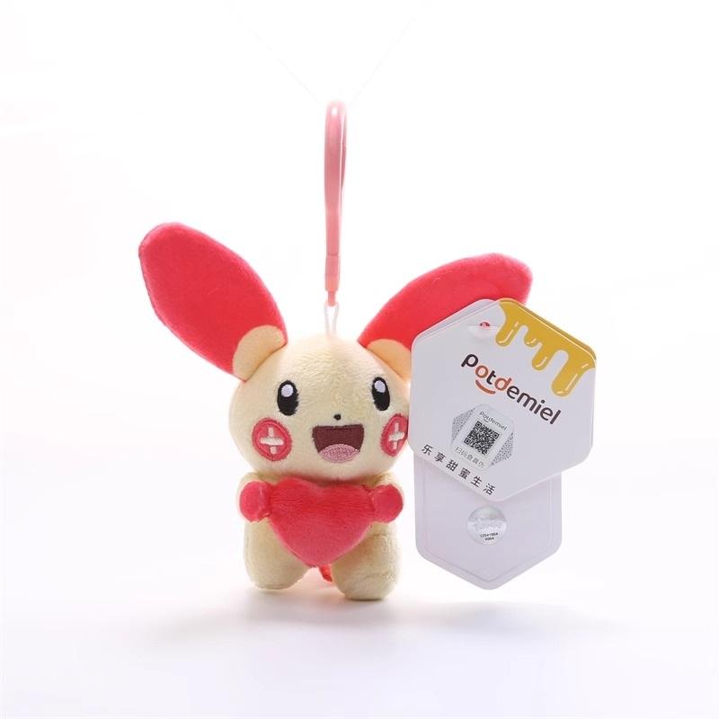 Genuine Pokemon Plusle Minun Love Series Kawaii Plush Stuffed Toy Keychain Backpack Pendant Keyring Doll Birthday Gifts For Kid