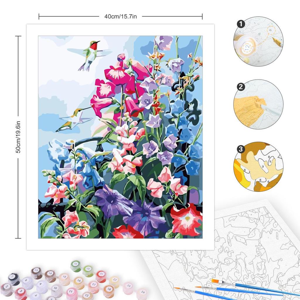 Frame Diy Painting By Numbers For Adults Kits Flowers Picture Wall Art Acrylic Paint On Numbers Starter Kit For Diy Gift 40x50