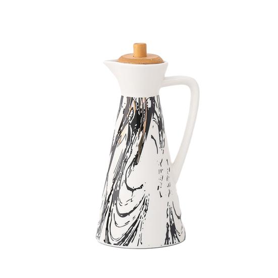 400/800ml Ceramic Oil Dispenser Bottle Dust-proof Design Handmade Ceramics Oil Can for Kitchen Cooking Olive Oil Soy Sauce Vinegar Cruet Storage