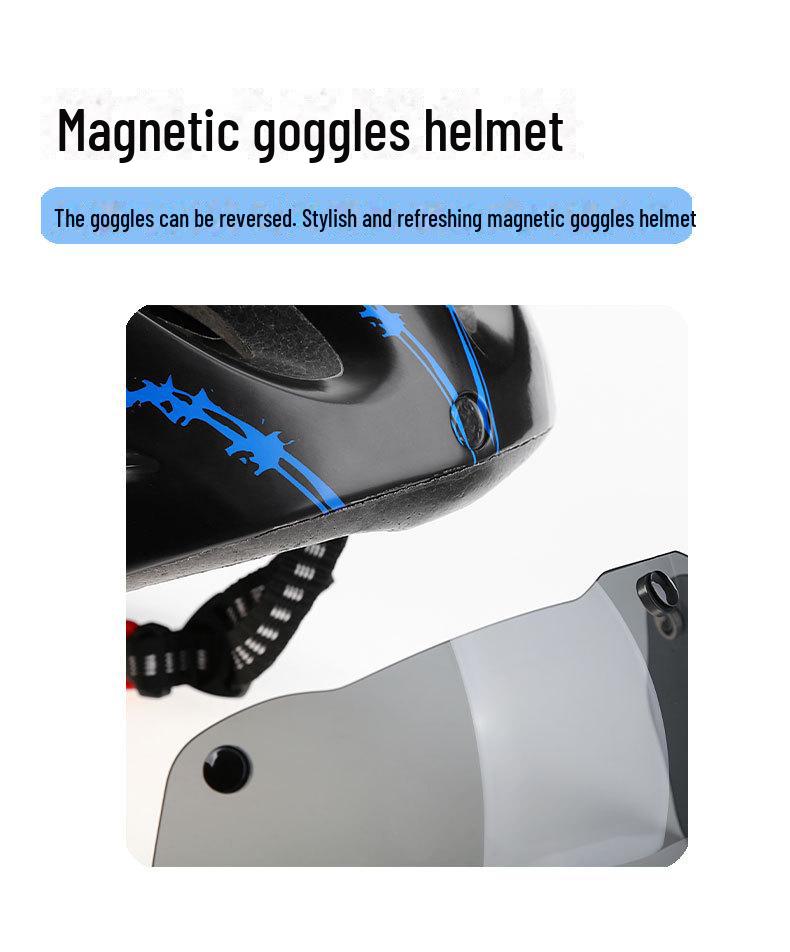 Регулируемый велосипедный шлем с очками и задним фонарем для шоссейных велосипедов