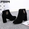 Autumn Winter Suede Casual Chelsea Boots Women's Fashion Ankle Boots Winter Plush Warm Women's Boots