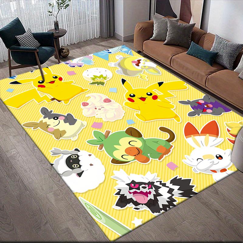 Pokémon Art Anti-Slip Floor Mat, Rectangular Carpet for Living Room, Bedroom & Game Area, Stylish Home Decor