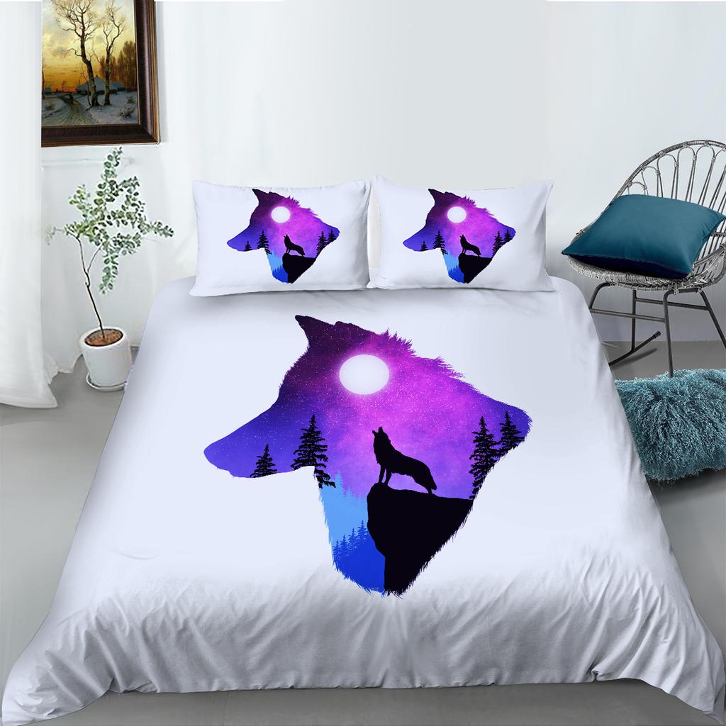 Wolf Series Polyester Bedding Two- And Three-Piece Sets Can Be Digitally Printed