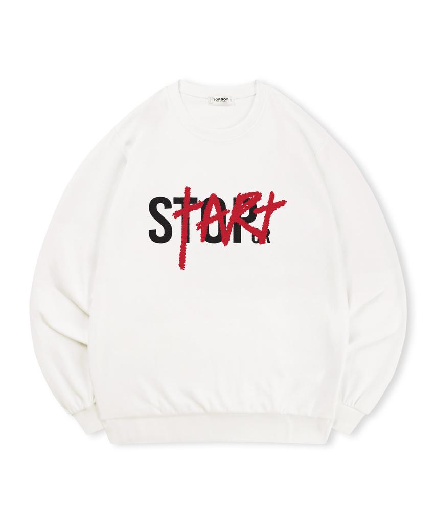 TOPBOY [Non-Fleece Or Fleece-Lined] Start Print Sweatshirt (Type B)