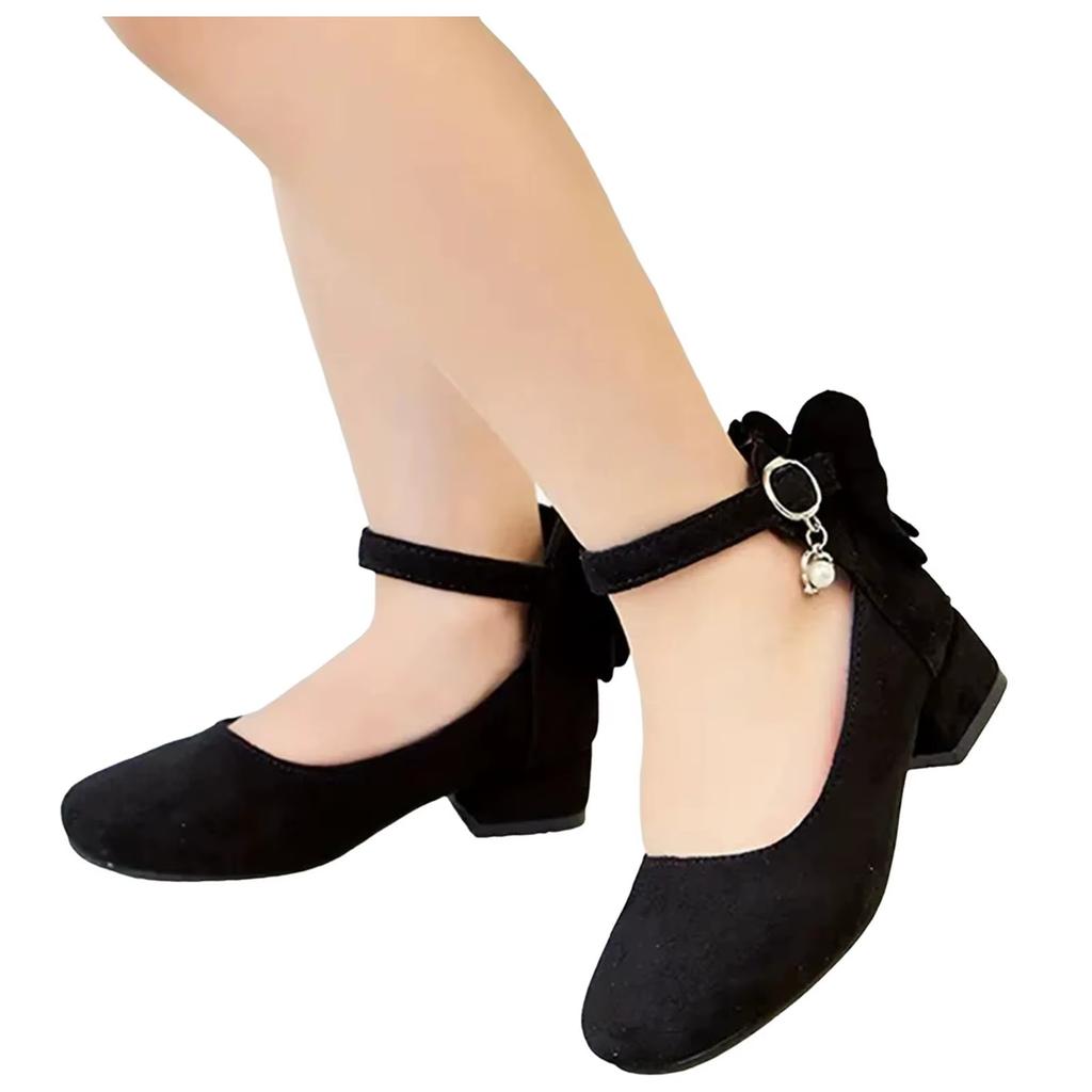 Детские туфли на высоком каблуке, сандалии принцессы для девочек, вечеринки, свадьбы, танца, детская мода, бархатные, черные, розовые, кожаные туфли, 3-15 лет