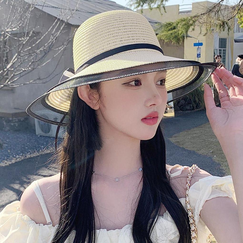 Пляжная шляпа с цветочной лентой (Светло-коричневый) Соломенная шляпа