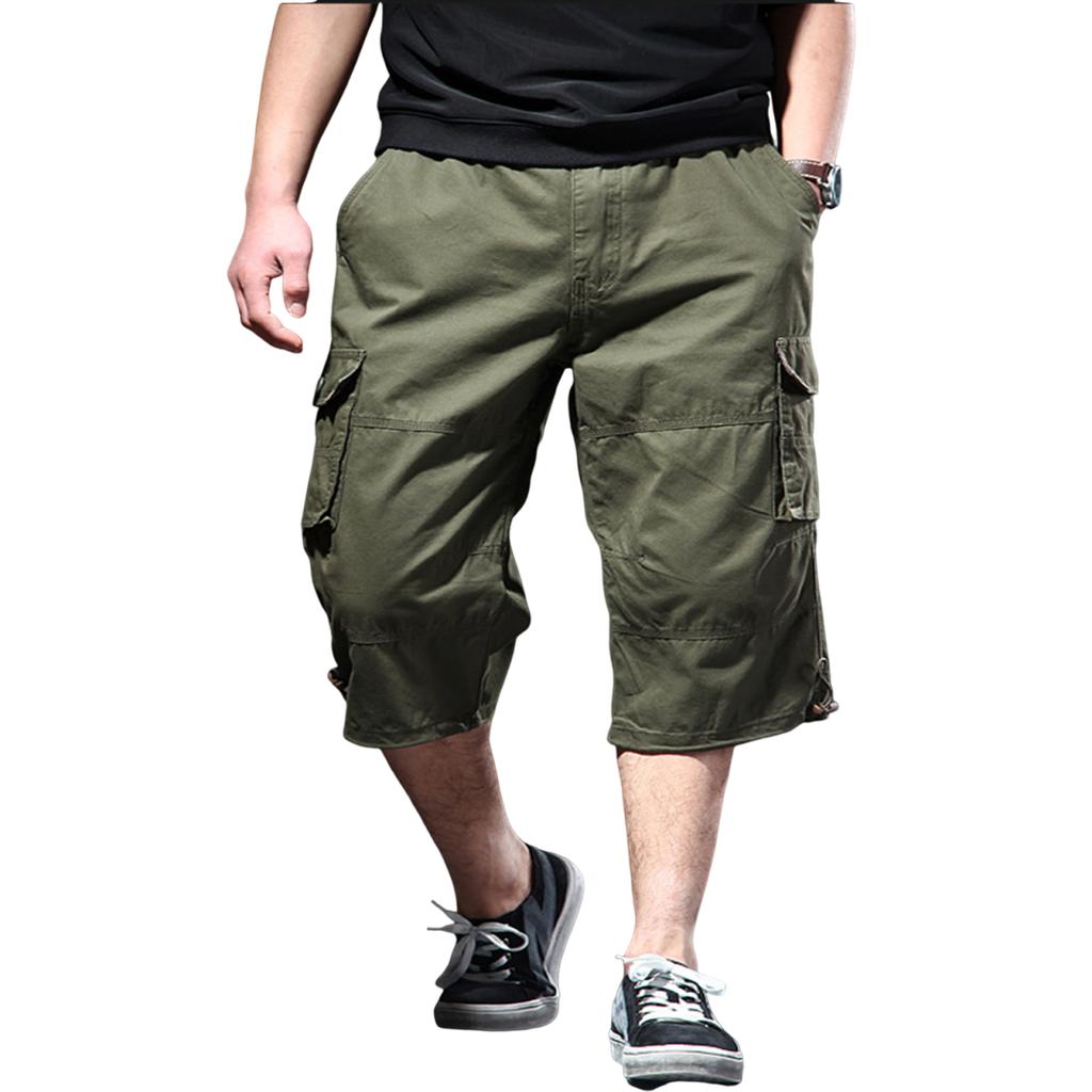 Мужские летние тонкие укороченные брюки Мужские пляжные брюки Шорты Свободные средние брюки Комбинезоны для активного отдыха