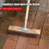 20/30/50CM Stainless Steel Wire Scrub Brush Heavy Duty Stiff Metal Bristle Scrubber Broom Outdoor Concrete Patio Floor Moss Removal Deck Cleaning