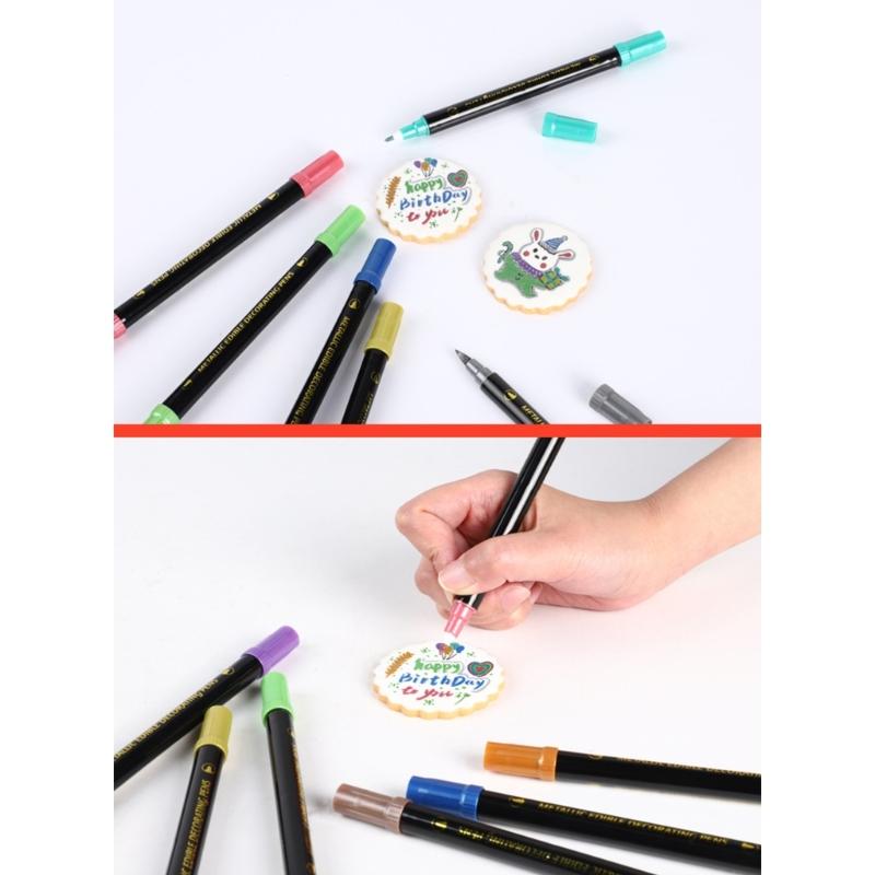 Пищевые маркеры Color Double Sided Edible Food Coloring Marker с тонким и толстым наконечником, пищевой маркер для DIY
