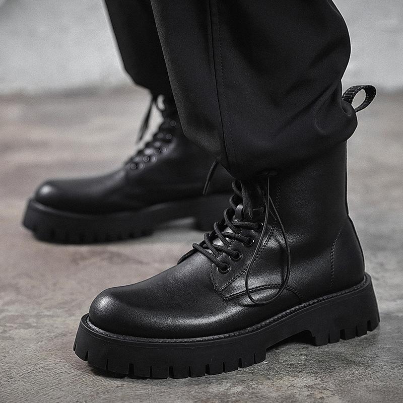 2024 весна-лето повседневные модные ботинки мужские высокие с боковой молнией мужские ботинки Martin из натуральной кожи бархатные мужские ботинки
