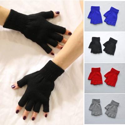 1 пара унисекс теплых мягких эластичных вязаных перчаток без пальцев с половиной пальца