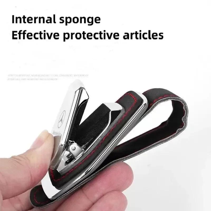GLC GLB Car Glasses Case Leather Sun Visor Sunglasses For Mercedes-Benz Car Metal Holder Card Ticket Holder Glasses Holder Car