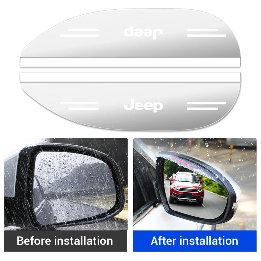 2PCS Car Rearview Mirror Rain Visor Side Mirror Rain Guard Waterproof Car Exterior Decoration For Jeep Wrangler Cherokee Renegad AKP1