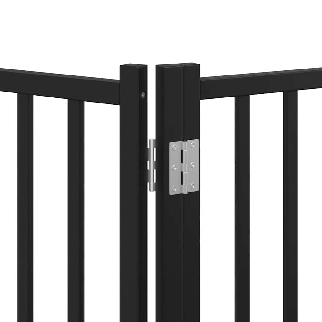 9 Piece Foldable Black Dog Gate 450 cm Poplar Wood