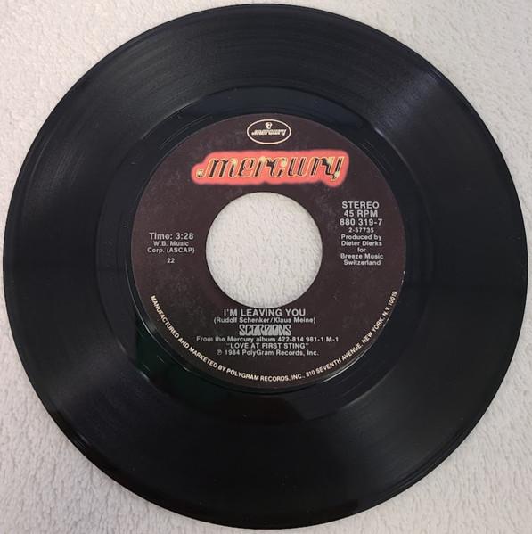 7-дюймовая пластинка SCORPIONS Im Leaving You Loving You Sunday 8803197 Mercury 1984 US Rock Б/у
