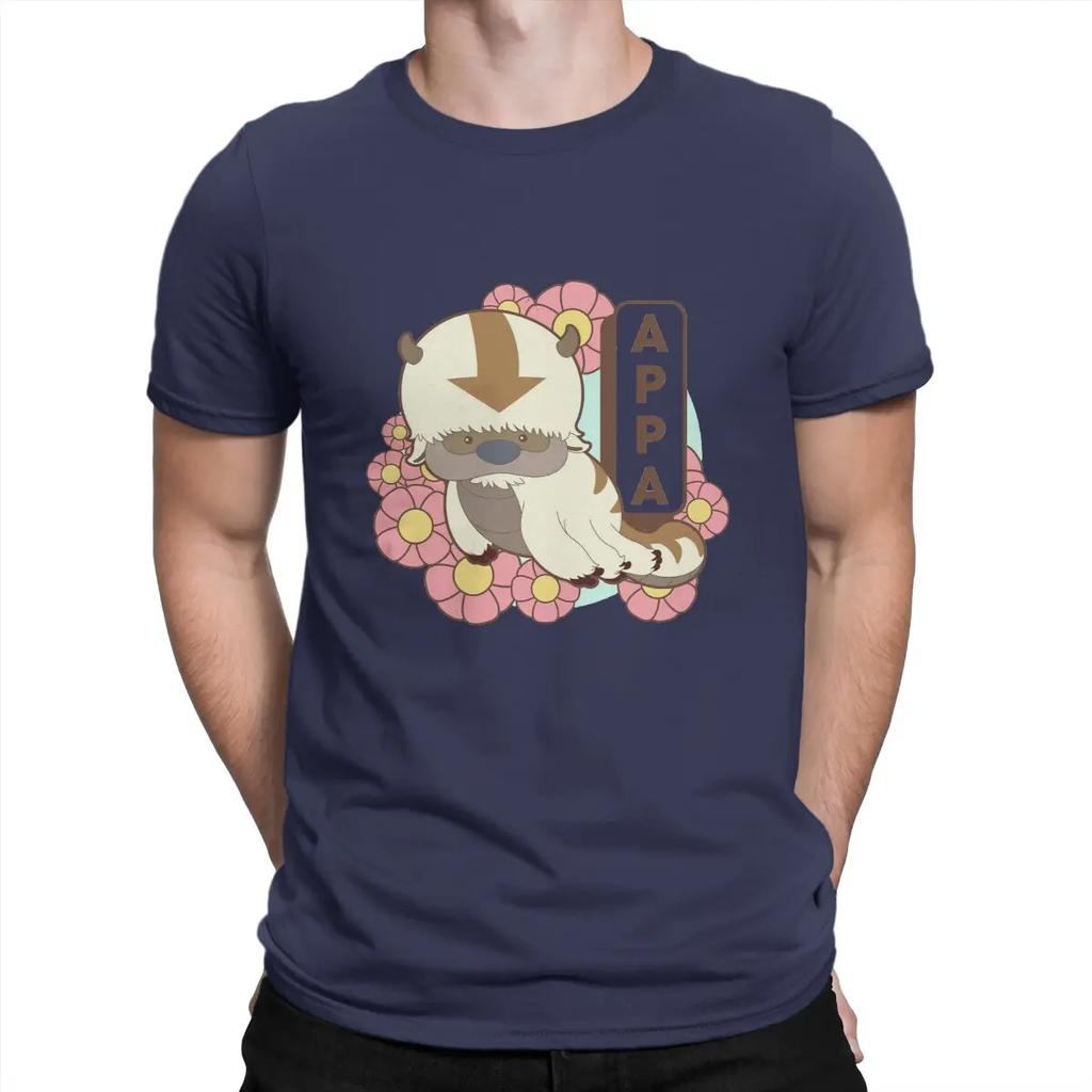 Funny Appa Floral Poster T-Shirt Men Crewneck Pure Cotton T Shirt T-The Last Airbenders Short Sleeve Tee Shirt Printed Clothing