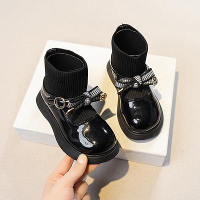 Короткие ботинки для девочек, новая коллекция осень/зима, детские ботинки Martin, стильные носки для девочек, кожаные ботинки принцессы