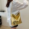 Large Capacity PU Leather Tote Bag Solid Color Women Handbag Retro Chain Shoulder Bag  Party