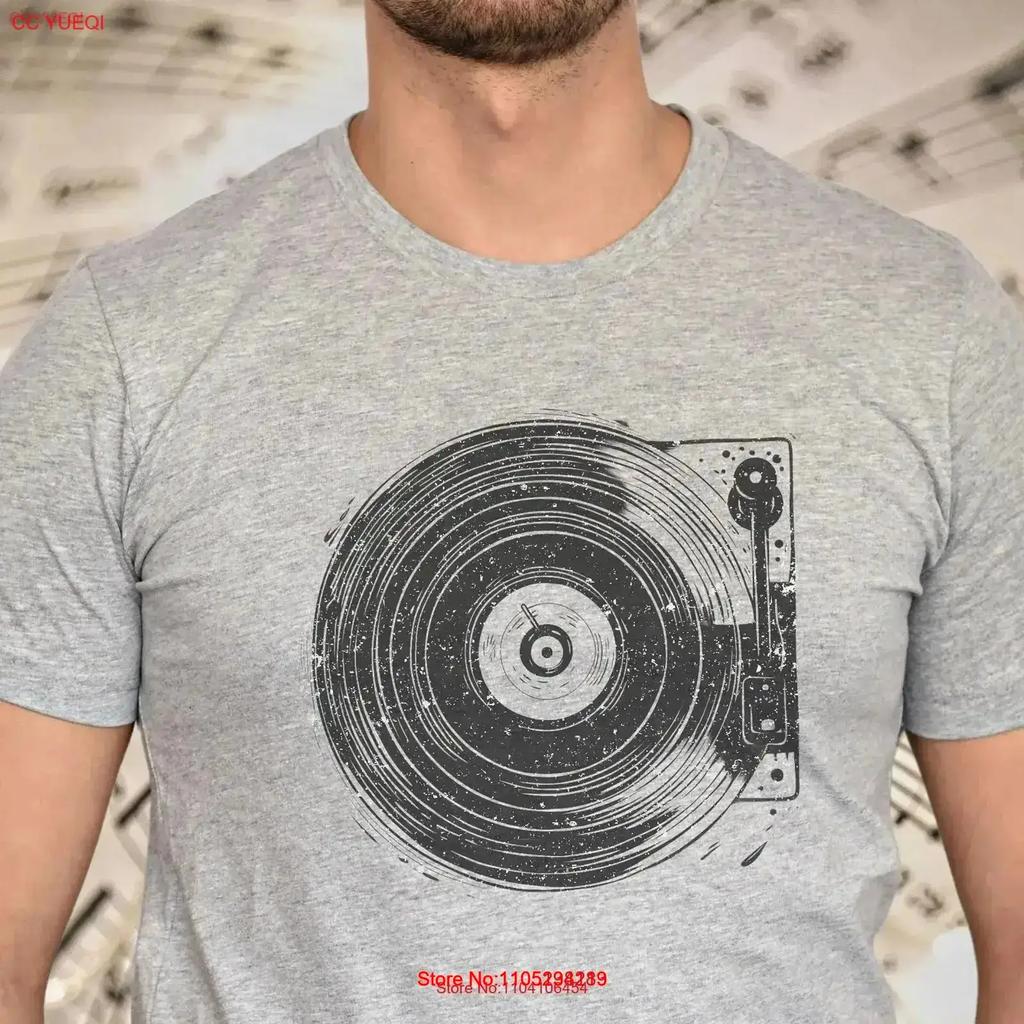 Record Player T Shirt Turntable Vinyl Music EnthusiasT Lover Vintage Washed Stylish fashion homme Casual Versatile vintage