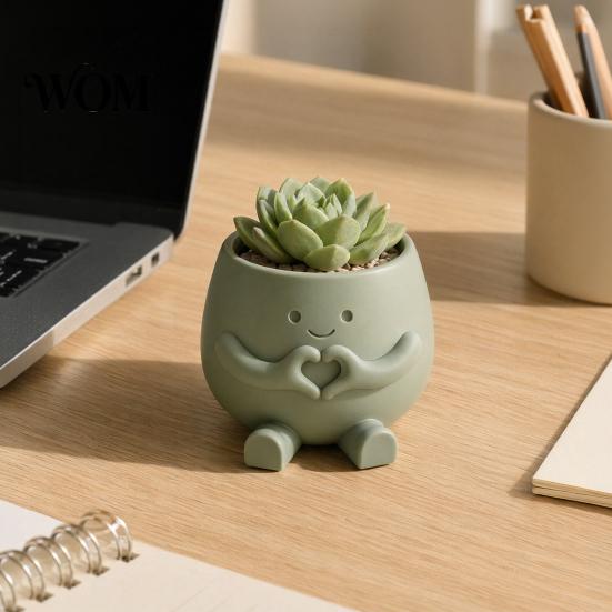 Plants Container 3D Printed Face Planter Pot, Decorative Flowerpot for Indoor Outdoor, Desktop Pot Cactus Succulents Home Balcony Garden
