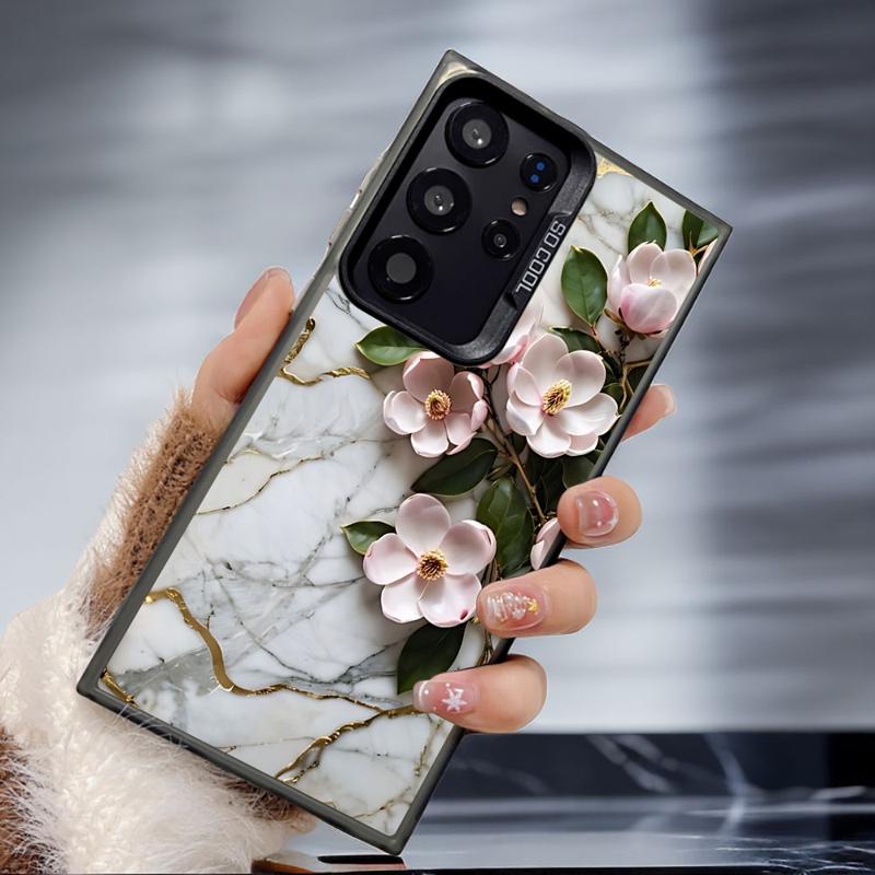 Цветочный Мраморный Чехол для Телефона для Samsung Galaxy S24Ultra S23 FE Note 20 Ultra S20 S21 S22 Plus S20fe S23Ultra 5G Силиконовый Мягкий