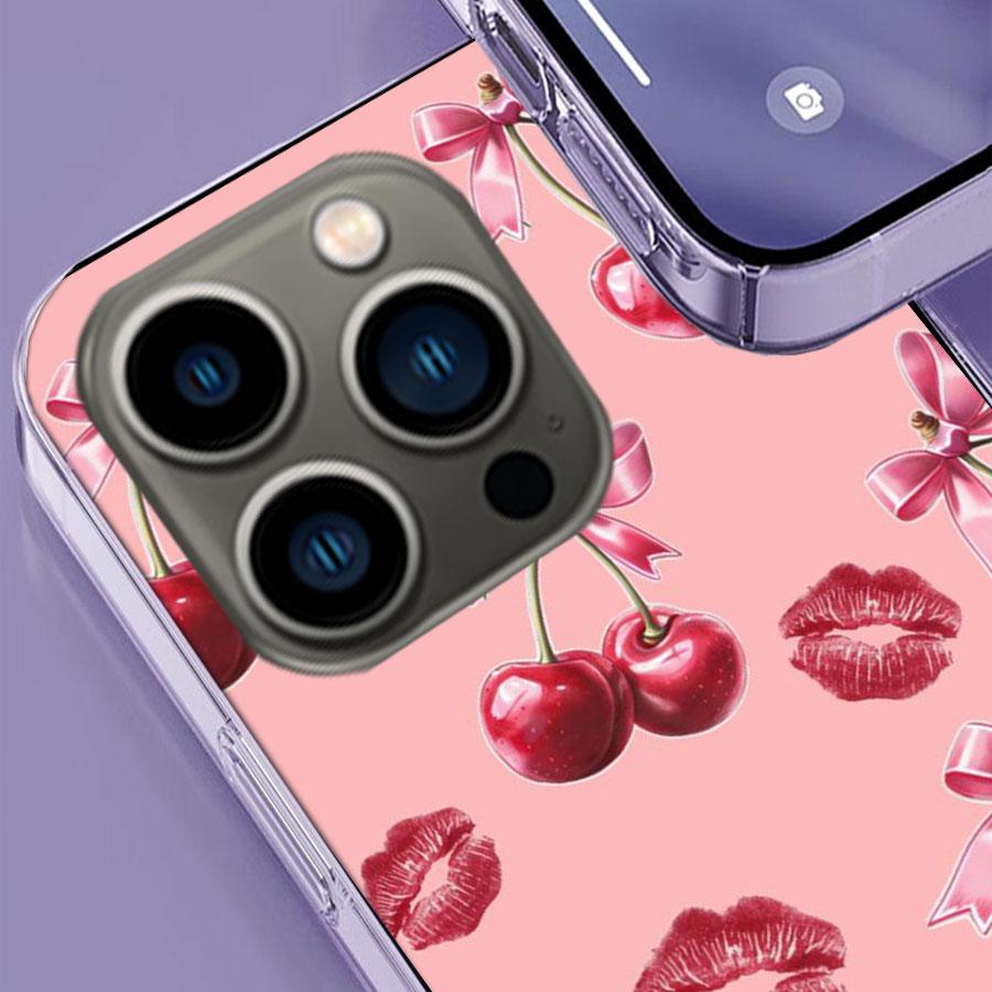 Чехол с вишневым бантом для iPhone 17 Air 15 Pro 14 Plus 16 Pro Max 17E 16E 12 13 Mini 11 Чехол Милый Fundas