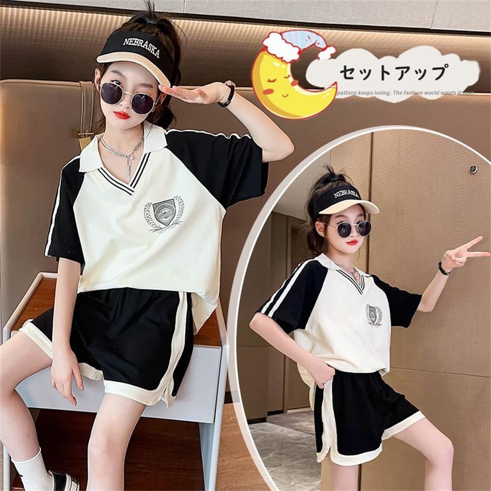 Kids Clothing Setup Top and Bottom Set for Girls Cool Set Elementary School Students Outdoor Sports Jersey Top and Bottom Set for Girls 120 130 140