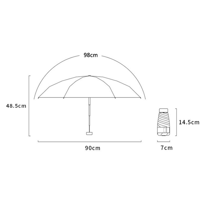 Ultra-Light 14cm Black Coating Sun Umbrella UPF50+ Compact Folding Portable Rainproof Shade for Women Travel Beach Essential