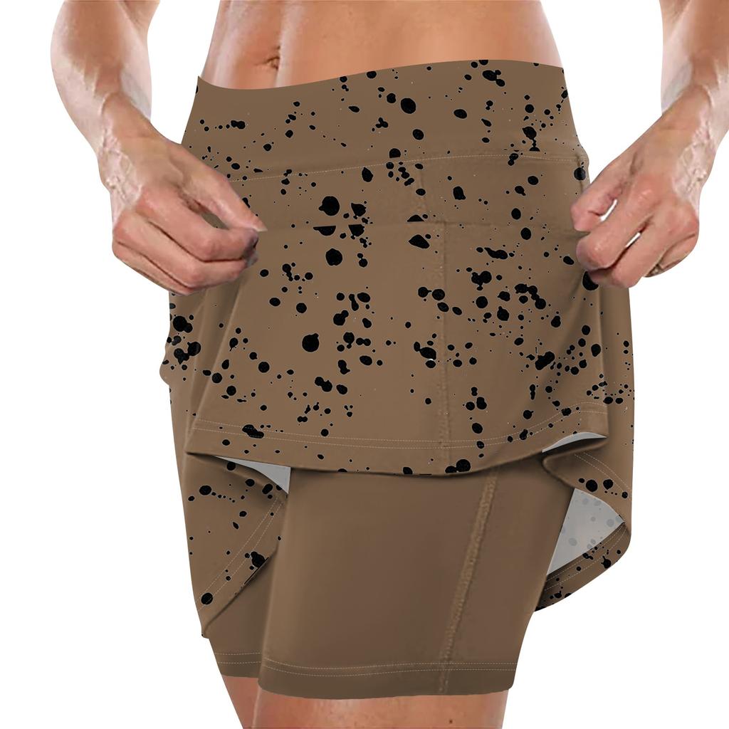 Женская юбка, эластичные брюки-кюлоты для йоги для женщин, спортивные шорты с принтом, легкие узкие однотонные бегуны с высокой талией