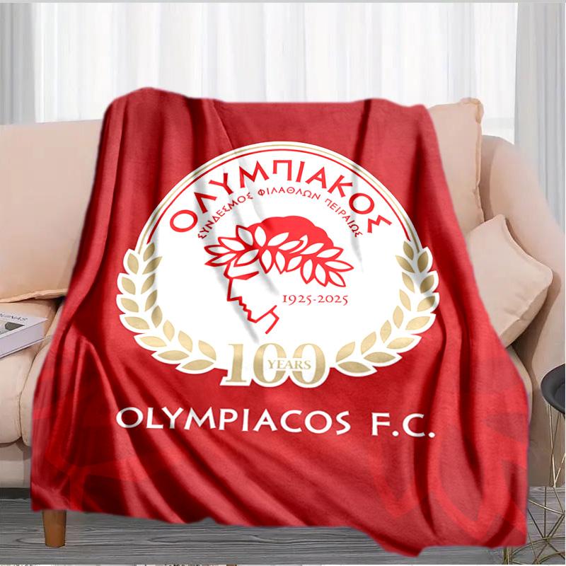 Olympiacos Fc: Red And Black Pride Blanket Suitable for Sofas, Beds, Offices, And Camping - Perfect Gift for Halloween Christmas
