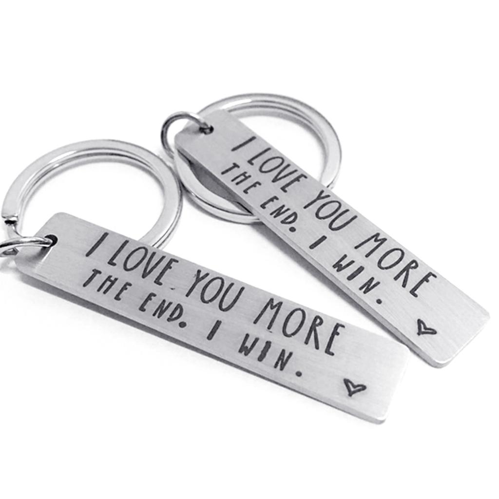 Lettering Keychain Engraved Keyrings I lOVE More The End Engraved Couple Keyring Charm for Birthday Christmas Gift