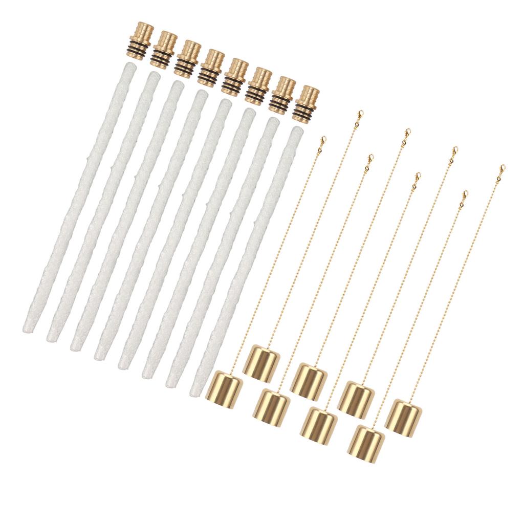 8Pack Wine Bottle Torch Kit Long Life Torch Wicks Brass Fire Wick Holders Caps Wine Bottle Torch