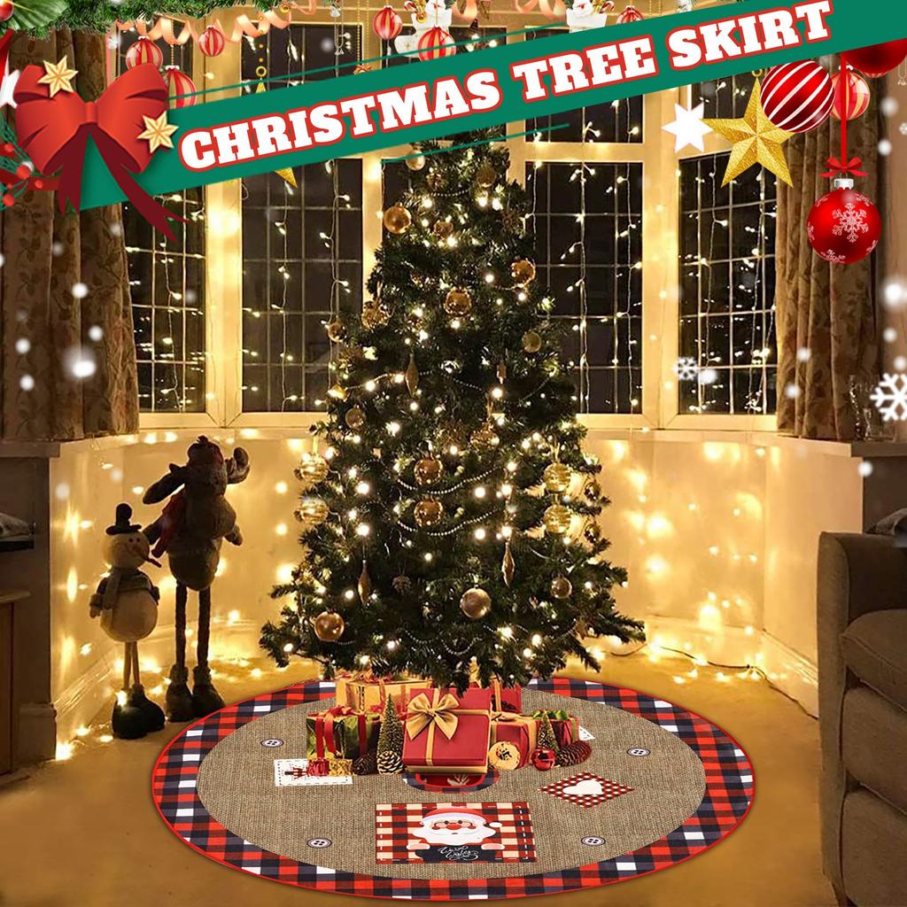 Christmas Tree Skirt Creative Exquisite Printing Santa Clauss Tree Bottom Decoration Christmas Supplies Ornaments