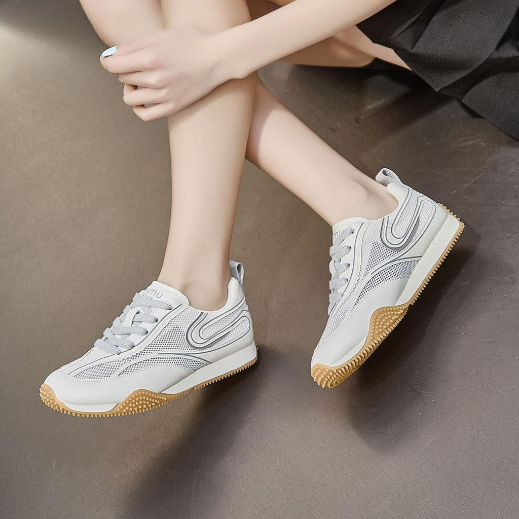 Ретро кроссовки на плоской подошве немецкие женские 2025 новые трендовые весенне-осенние дышащие нишевые желтые повседневные универсальные спортивные кроссовки Форрест Гамп