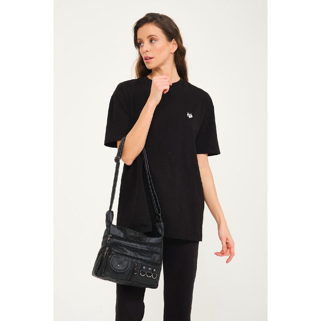 Women's Washing Leather Shoulder Bag Multi-compartment Women's Bag With Cross Strap Cross Strap