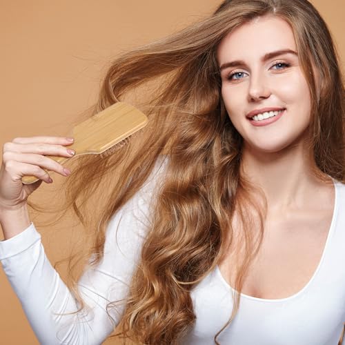 Bamboo Hairbrush 10 Pack Set With Round Tipped Bristles   Anti Static Detangling Brush for Gentle Scalp Massage   Lightweight Natural Wood Comb for