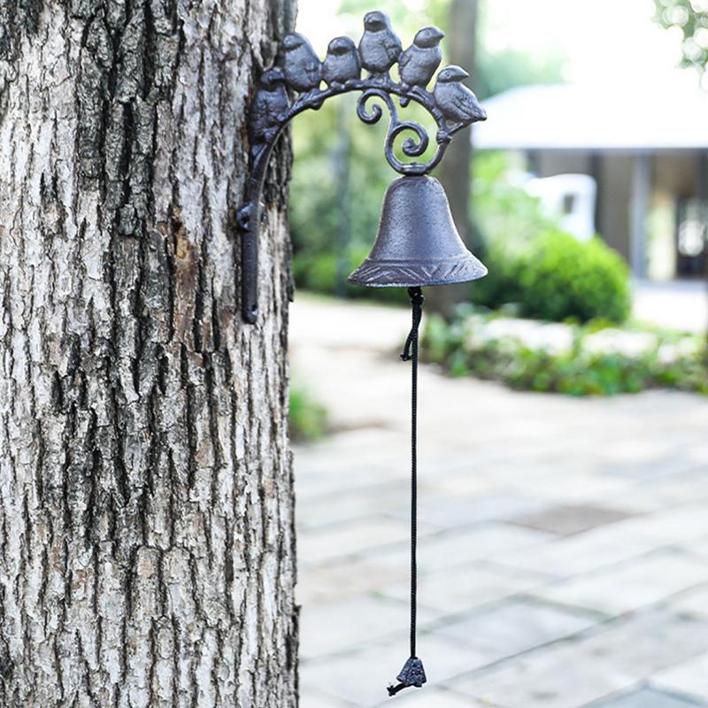 Колокол для ужина в фермерском доме, чугунный настенный колокол для церкви, настенный колокольчик для парадных ворот, декоративные колокольчики для акцента на ферме с 6 птицами, большие и