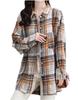 Check Lightweight Flannel Long Casual Check Everyday Long and Comfortable Beige MRL01-BEL Women's Shirt, Shirt, Sleeve, Top, Spring/Autumn, Pattern,